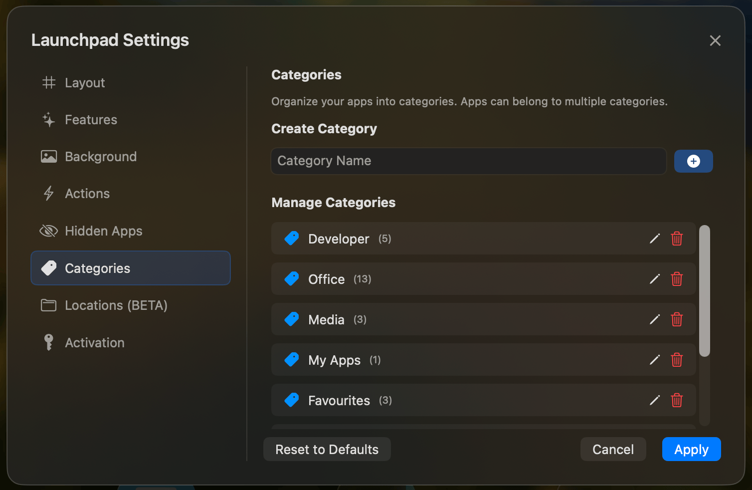 Appearance Settings - Transparency and visual effects